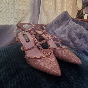 Rose Gold Kitten Heel Pumps